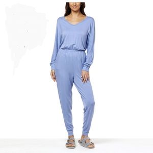 NWT Lacy Chabert French Terry Jumpsuit XS Blue Cozy Lounge